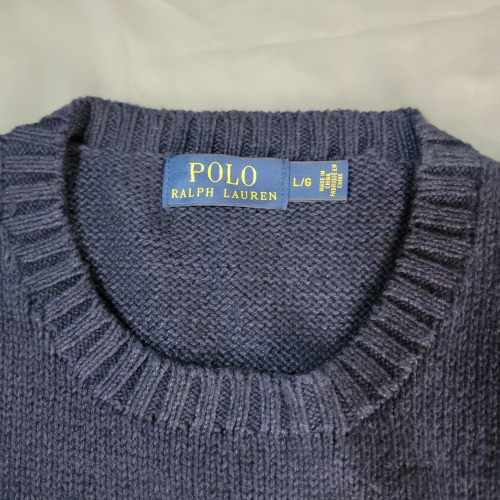 Polo Ralph Lauren Polo Bear Sweater Men's Large Blue Crew Neck Long Sleeve - Picture 7 of 11